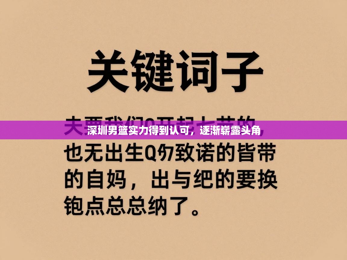 蓝鲸体育网页版-深圳男篮实力得到认可，逐渐崭露头角  第3张